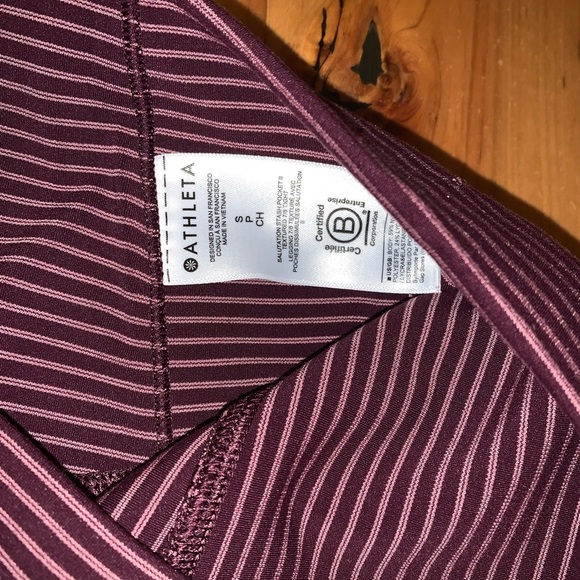 Striped Burgundy Athleta Leggings - Picture 6 of 7
